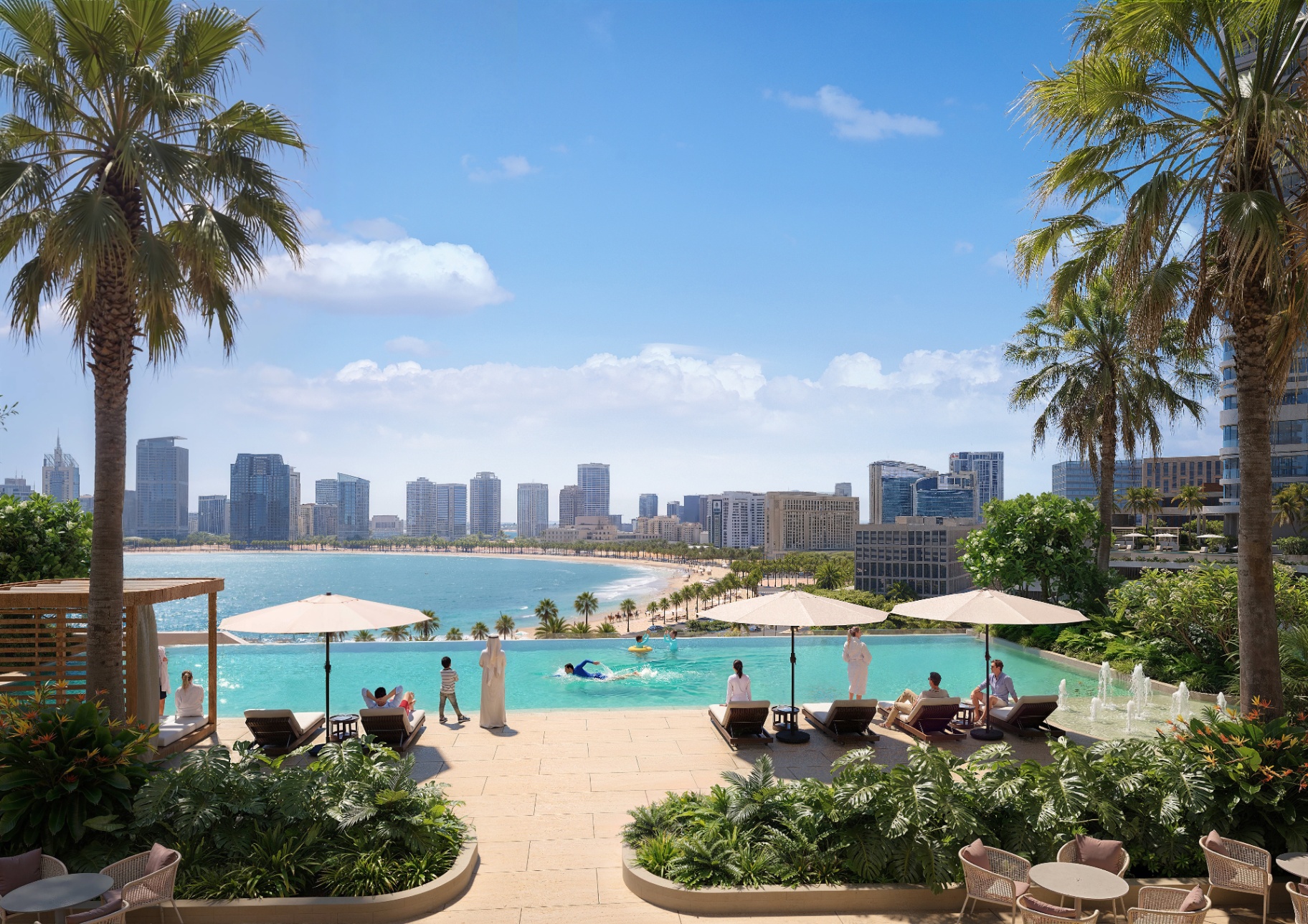 Infinity pool overlooking Al Mamzar bay